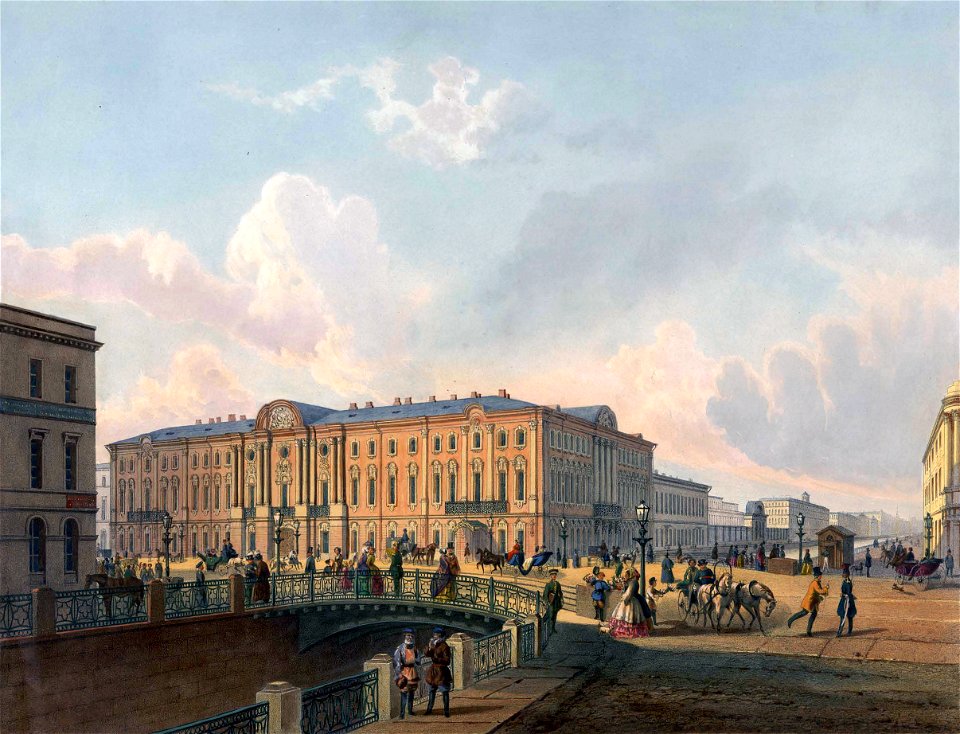 Police bridge in St. Petersburg in the 19th century