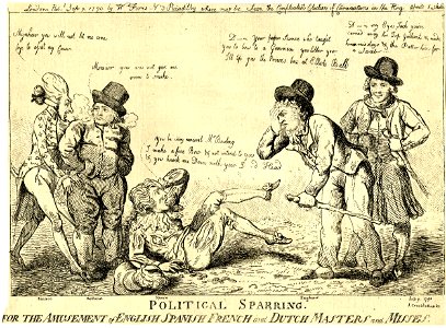 Political sparring, for the amusement of English Spanish French and Dutch masters and misses (BM 1868,0808.5958)