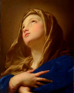 Pompeo Batoni - Vierge en buste les mains croisées sur la poitrine