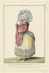 Polonaise de taffetas garnie en bordures d'indienne