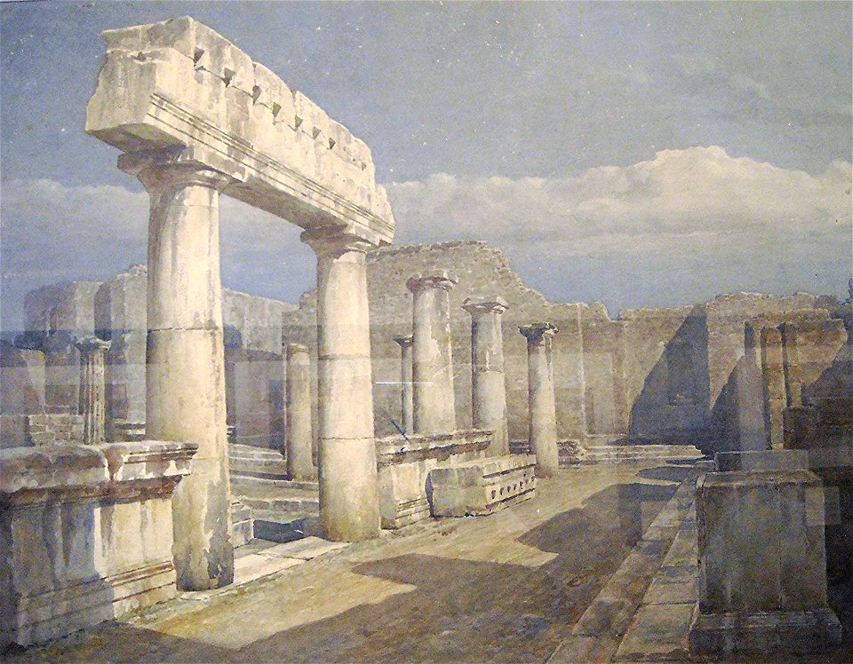 Pompeii forum watercolor by Luigi Bazzani