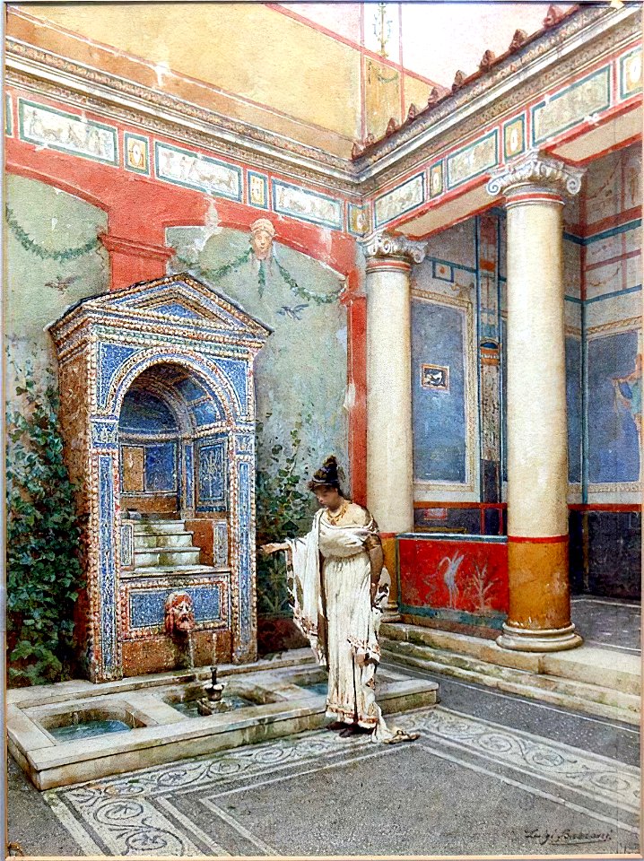 Pompeii atrium by Luigi Bazzani, before 1927