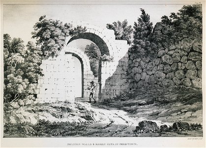 Polygon walls & Roman gate at Ferentinum - Dodwell Edward - 1834. Free illustration for personal and commercial use.