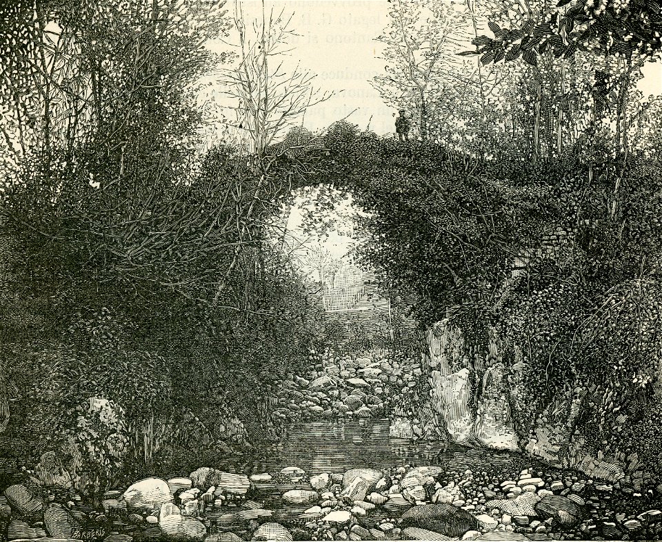 Ponte d’Annibale presso Pralungo e Tollegno xilografia di Barberis
