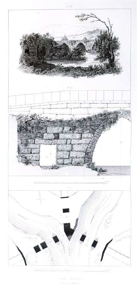 Pont antique, sur le Pamisus - Blouet Guillaume-abel - 1831