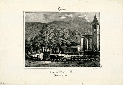 Pont du Breil (i.e. Breilh) à Ax (Ariège) - 1829 - Fonds Ancely - B315556101 A GELIBERT 1 011