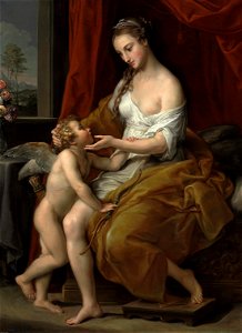 Pompeo Batoni - Venus Caressing Cupid. Free illustration for personal and commercial use.