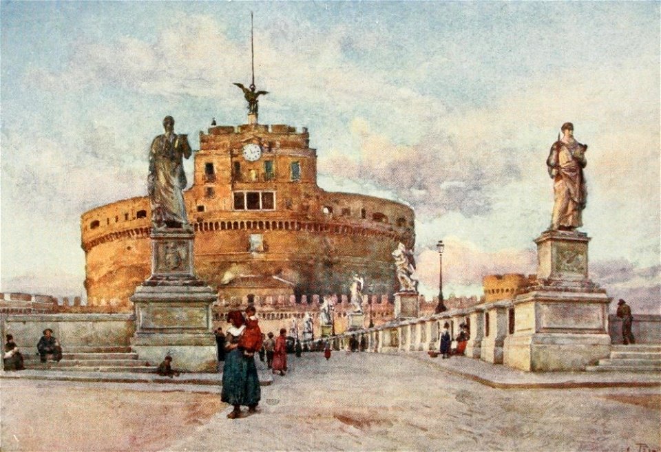 Ponte Sant'Angelo and Castel Sant'Angelo by Alberto Pisa (1905)