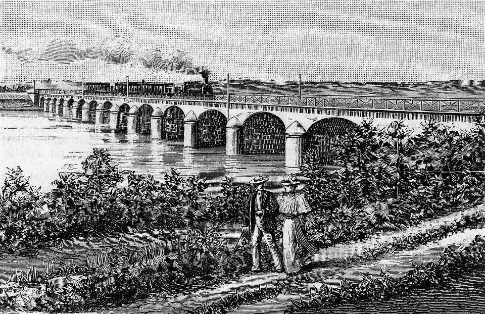 Ponte della ferrovia sul Tanaro (xilografia)