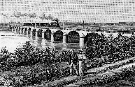 Ponte della ferrovia sul Tanaro (xilografia)