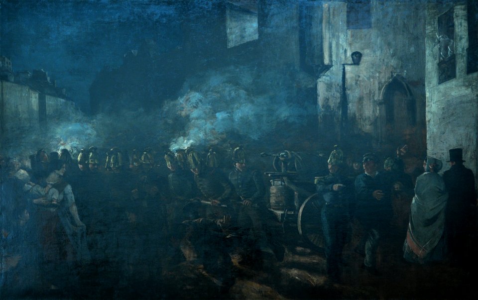 Pompiers courant a un incendie-Gustave Courbet