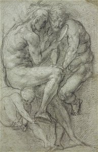 Pontormo (Jacopo Carucci) - Studies of nudes (two men, seated, looking in a mirror, and a seated boy) - Google Art Project