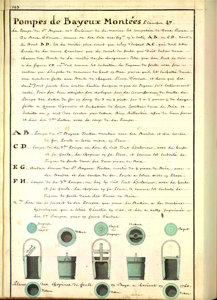 Pompes de cale Bayeux montées début XVIIIè siècle 1