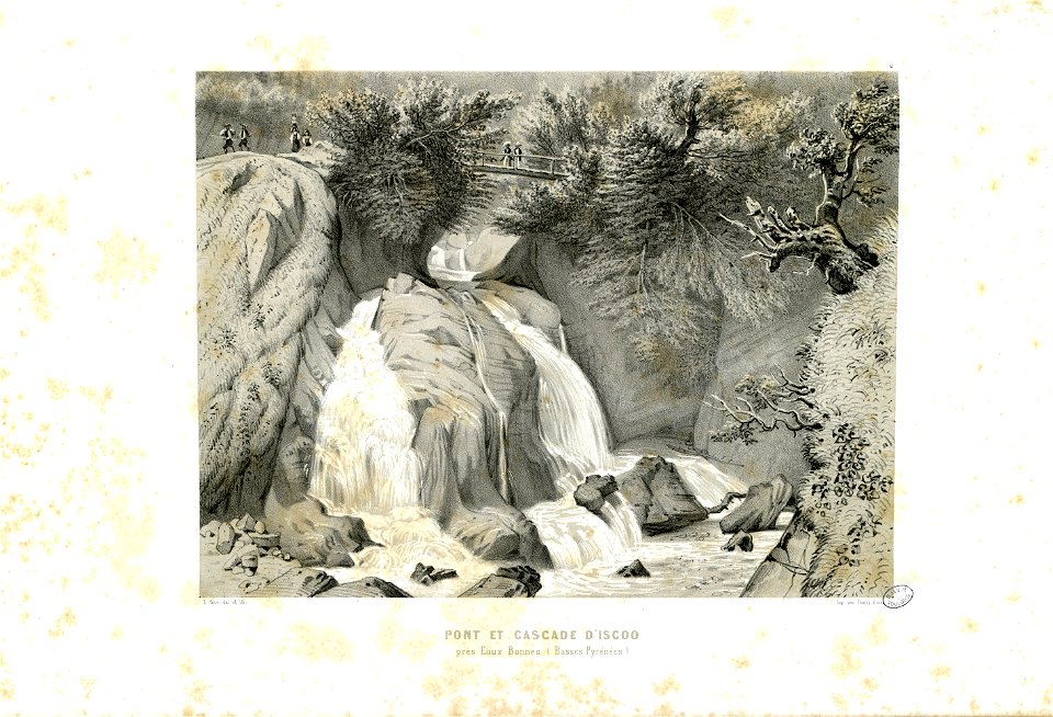 Pont et Cascade d'Iscoo près Eaux Bonnes (Basses Pyrénées) - Fonds Ancely - B315556101 A PARIS 1 052