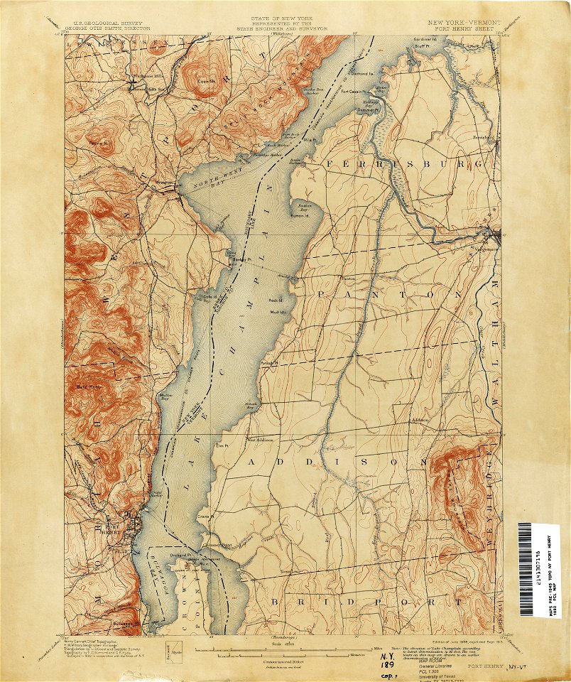 Port Henry New York Usgs Topo Map 1892 Free Stock Illustrations