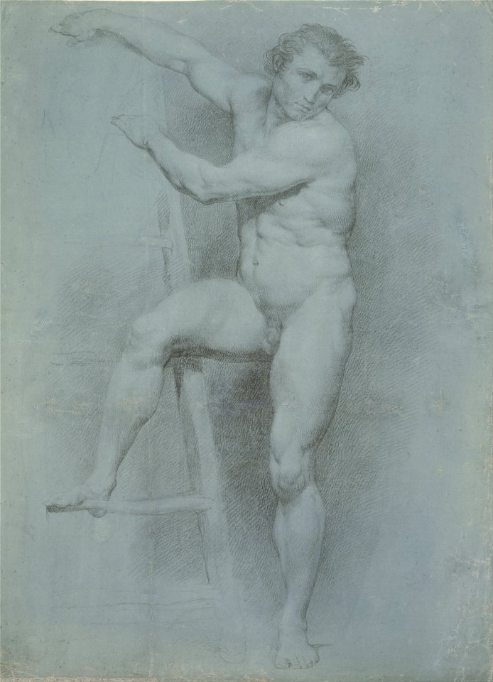 Pompeo Girolamo Batoni, Italian - Male Nude Leaning on a Ladder - Google Art Project