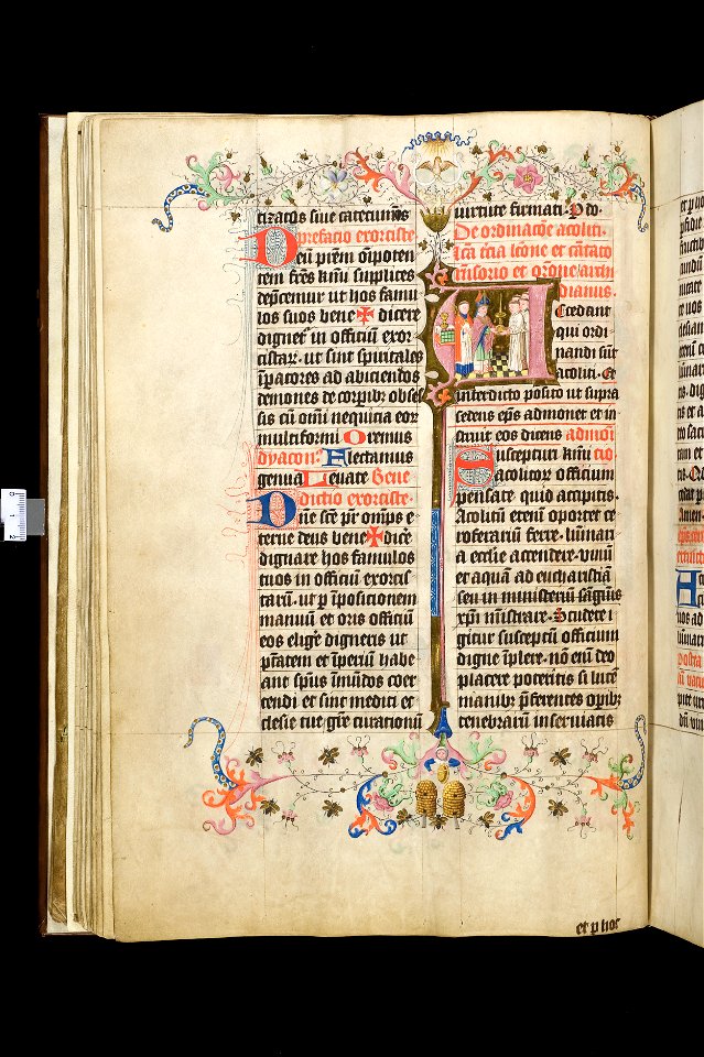 Pontificale Sinte Marie-UBU Hs. 400-f.014v-Wijding van een acoliet door een bisschop