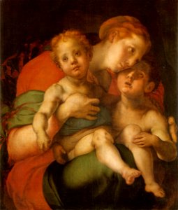 Pontormo, madonna col bambino e san giovannino, uffizi. Free illustration for personal and commercial use.