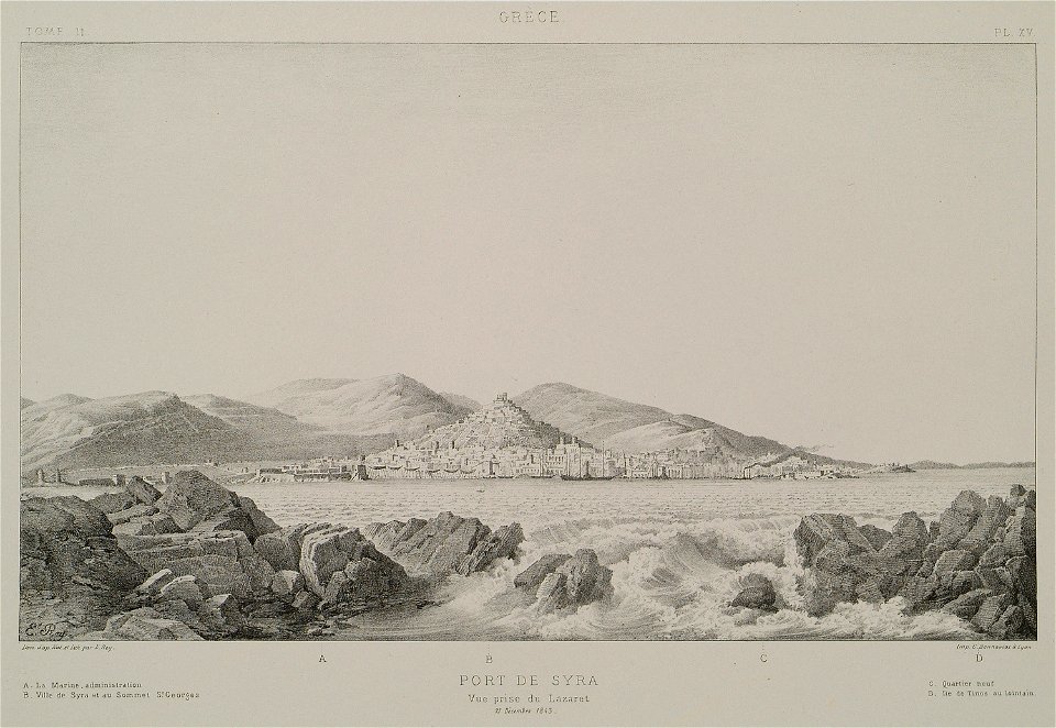 Port de Syra Vue prise du lazaret - Rey Etienne - 1867