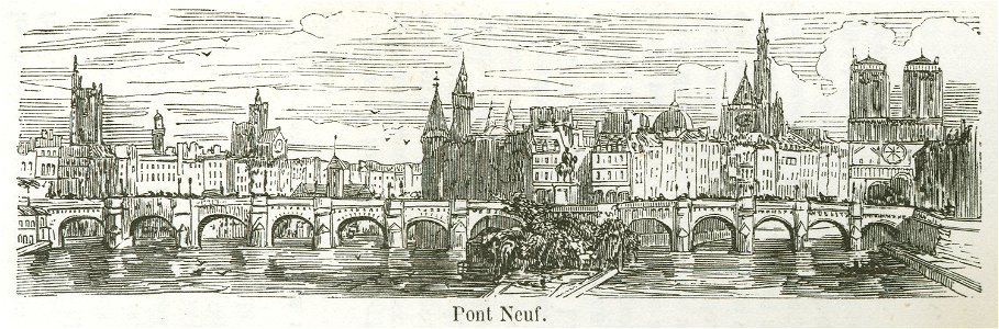 Pont Neuf, 1855. Free illustration for personal and commercial use.