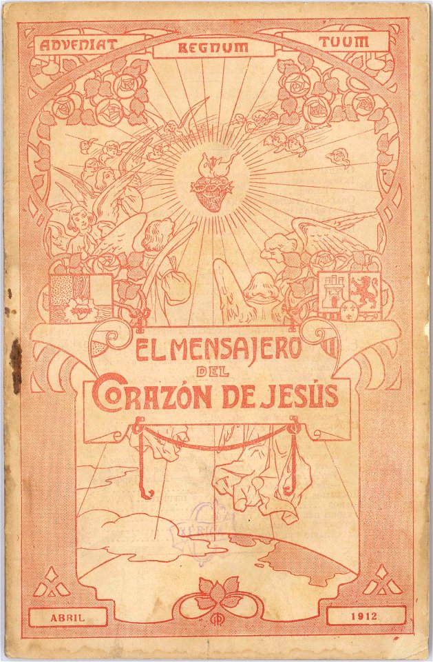 Portada El Mensajero del Corazón de Jesús, Abr 1912, por Mariano Pedrero. Free illustration for personal and commercial use.