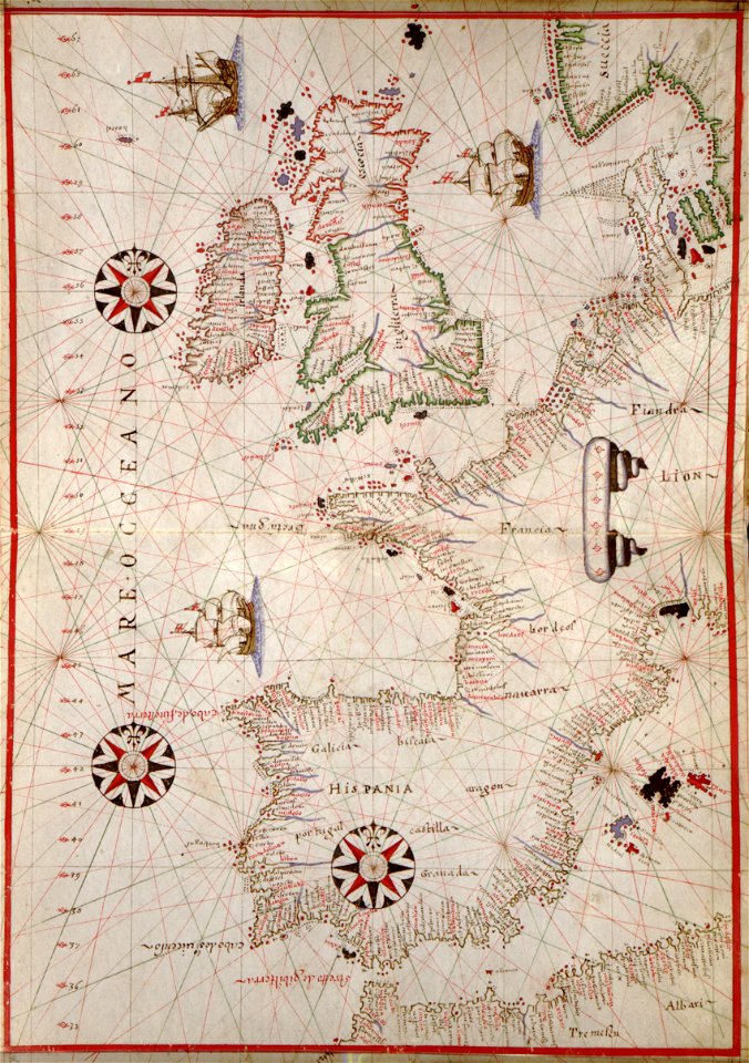 Portolan atlas of the Mediterranean Sea, western Europe, and the northwest coast of Africa LOC 2005634035-3
