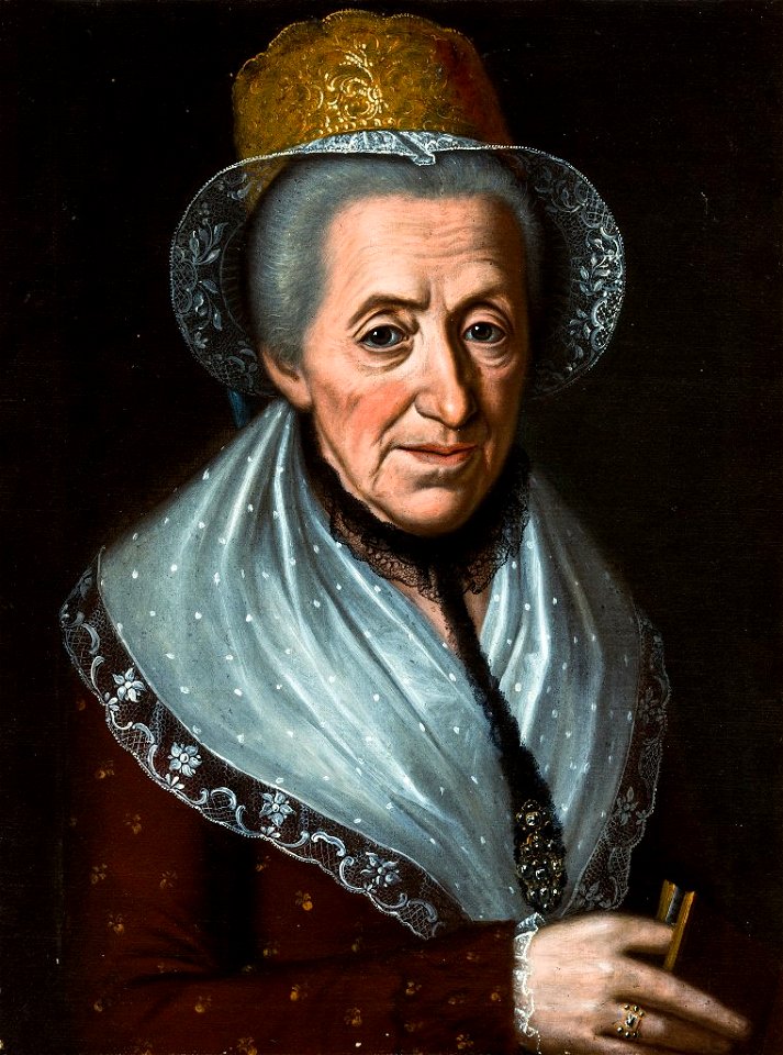Portrait einer Bregenzerwälderin in Tracht mit Goldhaube