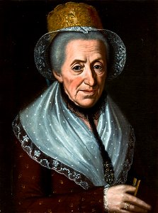 Portrait einer Bregenzerwälderin in Tracht mit Goldhaube