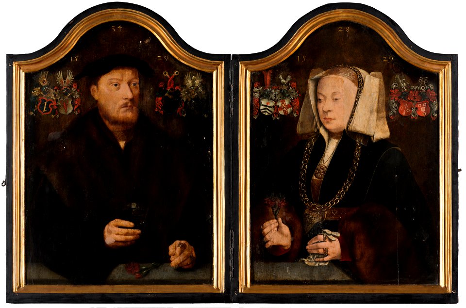 Portrait Diptych of Johann von Rolinxwerth and his Wife, Christine von Sternberg by Bartholomäus Bruyn Mauritshuis 739