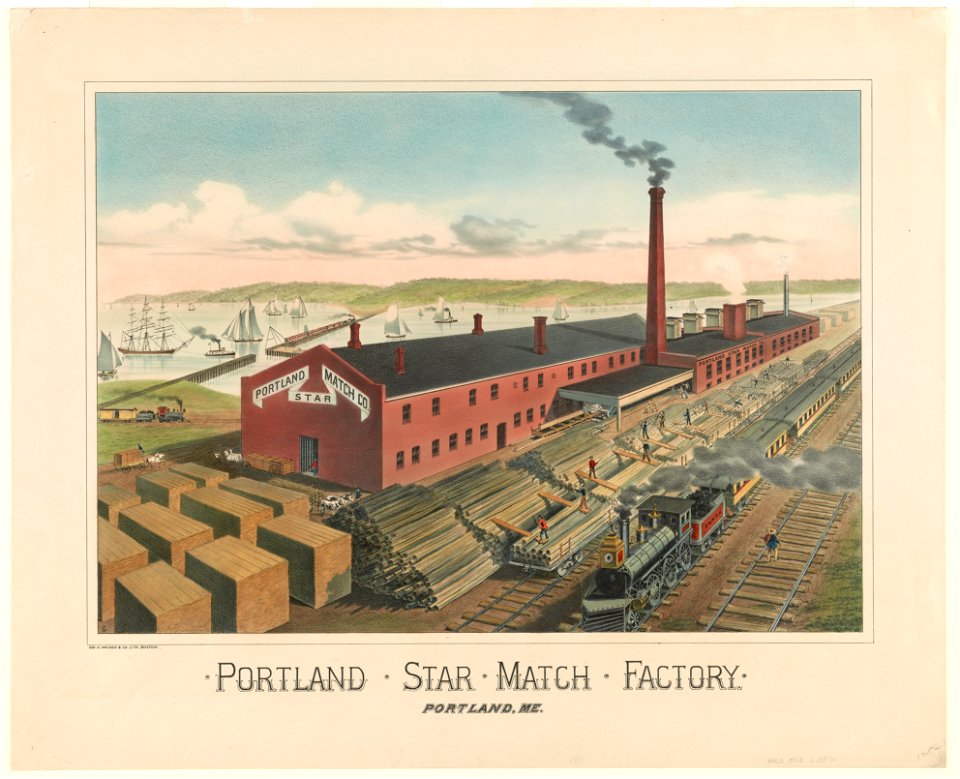 Portland star match factory, Portland, Me. - JC (monogram) ; Geo. H. Walker & Co. Lith. Boston. LCCN2013646601