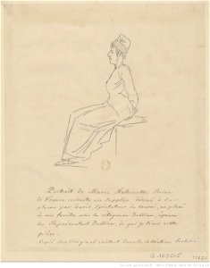Portrait de Marie Antoinette reine de France conduite au supplice, déssiné à la plume par David, btv1b84119831