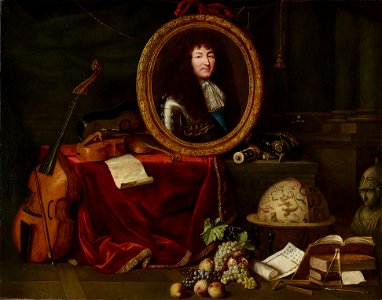 Portrait de Louis XIV entouré des arts et des sciences