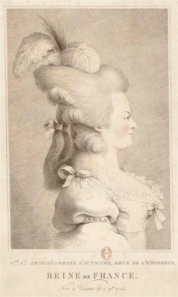 Portrait de Marie-Antoinette, en buste - Etampe 1793