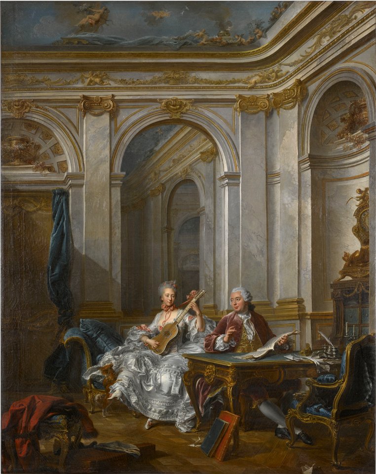 Portrait du marquis et de la marquise de Faventines jouant de la musique (jlpw16 0329)