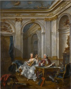 Portrait du marquis et de la marquise de Faventines jouant de la musique (jlpw16 0329)