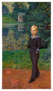 PORTRAIT DE CLAUDE STEVENS EN MARIN, AU JARDIN )