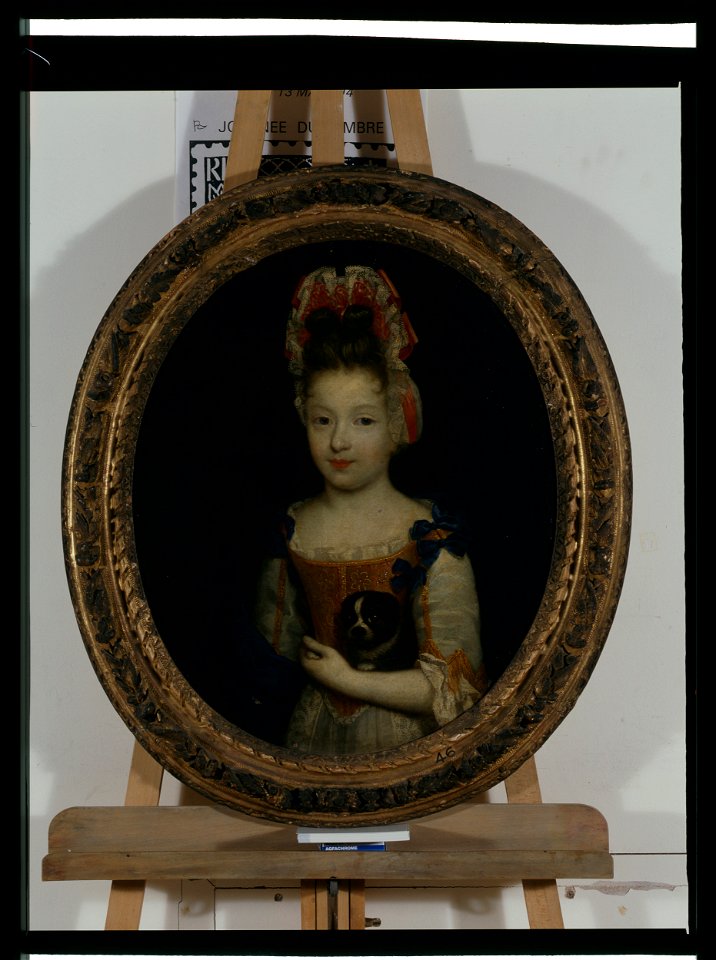 Portrait de jeune fille au chien - anonyme - musée d'art et d'histoire de Saint-Brieuc, DOC 46