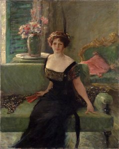 Portrait of a Lady in Black (Annie Traquair Lang) by William Merritt Chase (1911)