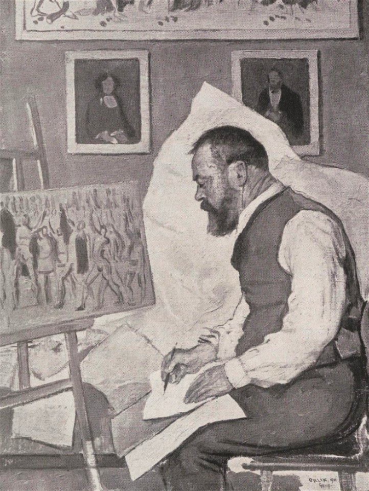 Portrait des Malers Ferdinand Hodler, von Emil Orlik, 1911