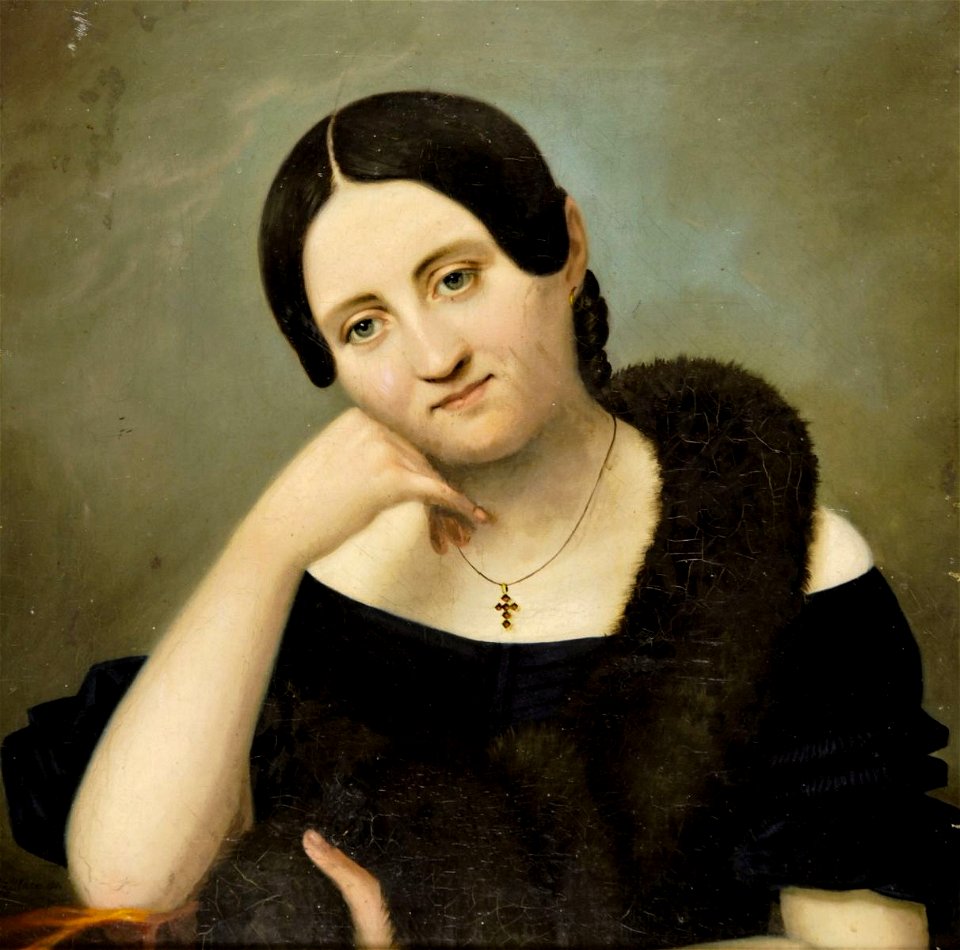 Portrait einer Frau mit Pelzstola 1841