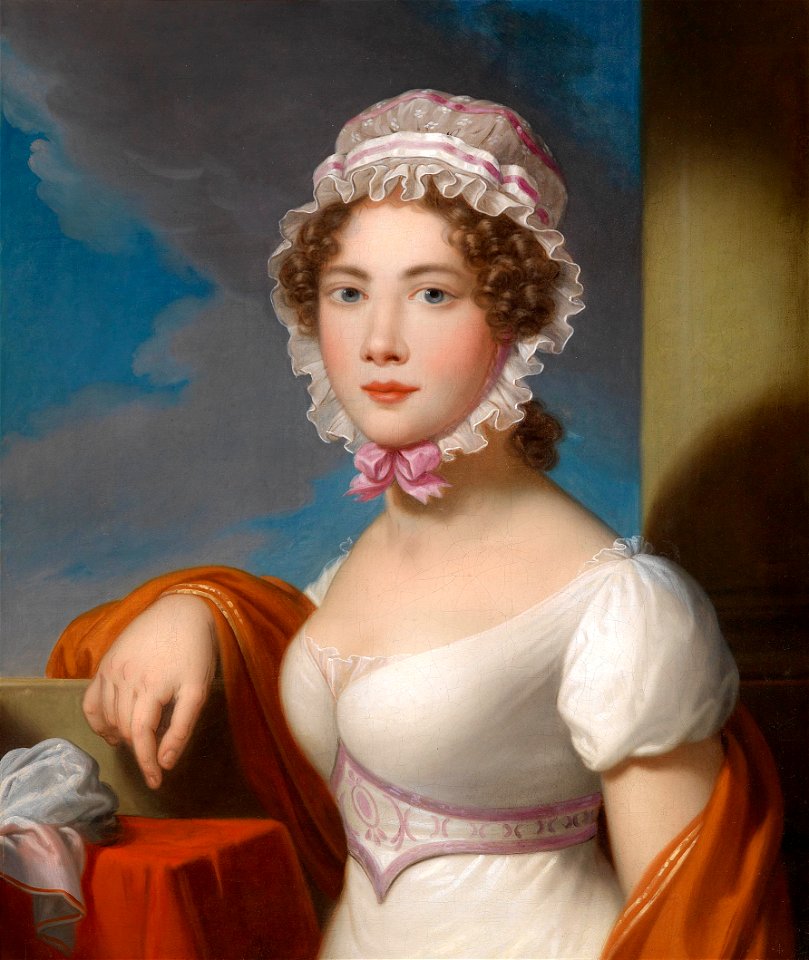 Portrait einer jungen Dame mit Spitzenhaube c1810