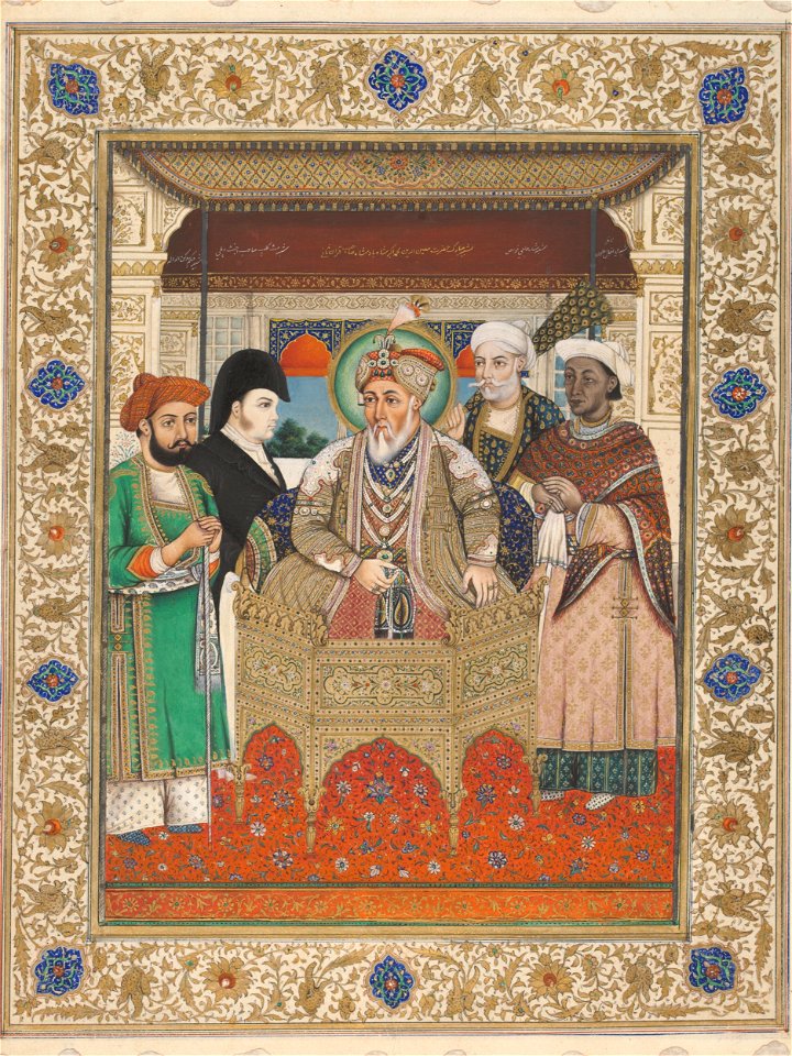 Portrait of Akbar II with Sir Charles Theophilus Metcalf and court dignitaries