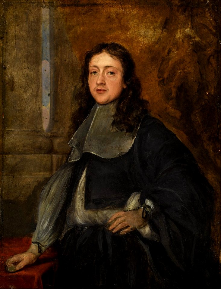 Portrait of a gentleman, three-quarter length, holding a medallion