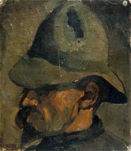 Portrait of a Man with a Hat by Theo van Doesburg Centraal Museum AB4067. Free illustration for personal and commercial use.