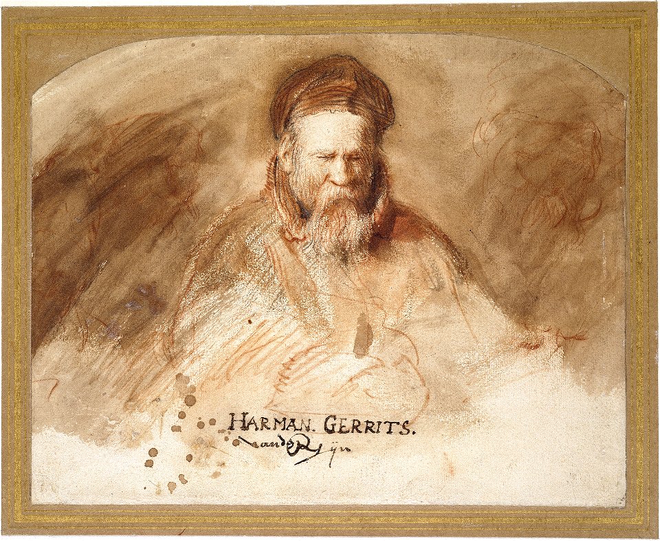 Portrait of an old man (Rembrandt's father), Rembrandt van Rijn, red and black chalk on paper, 1627-1630, Ashmolean Museum