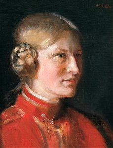 Portrait of a Young Girl in Red Dress, after 1900. Free illustration for personal and commercial use.