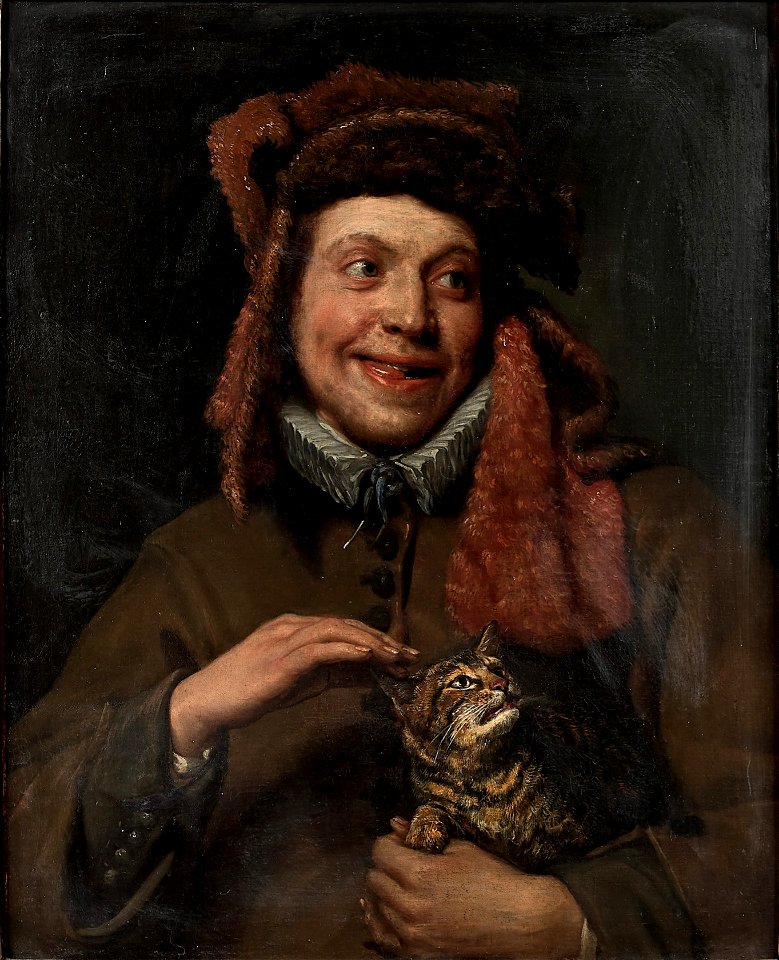Portrait of a young man holding a cat (An allegory of touch)