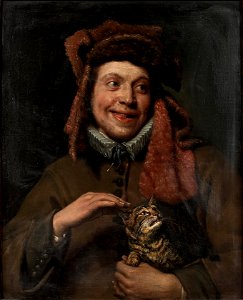 Portrait of a young man holding a cat (An allegory of touch)