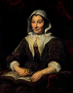 Portrait of a lady, aged 68, seated half-length 