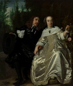 Portrait of Abraham del Court and his wife Maria de Keerssegieter, Bartholomeus van der Helst (1654). Free illustration for personal and commercial use.